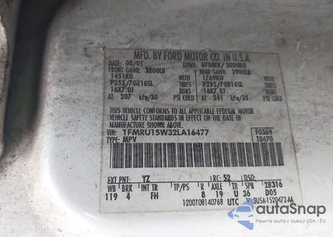 2002 Ford Expedition Xlt from USA, damaged, VIN 1FMRU15W32LA16477